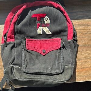 True Religion Black and Red Backpack Sporty Design